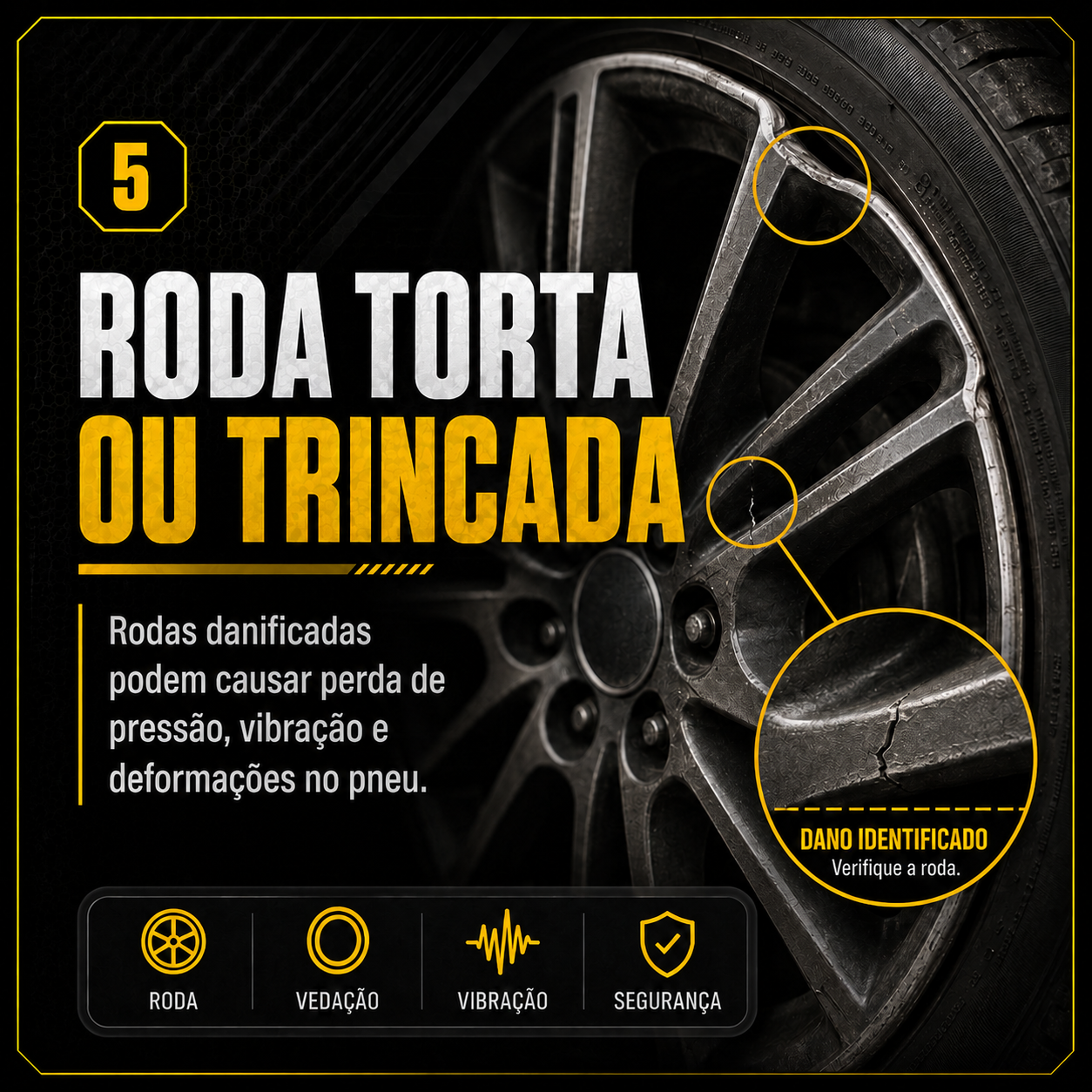 Informativo sobre roda torta ou trincada